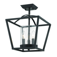 Golden 4309-SF BLK-BLK-SD - Golden Lighting Mercer 3-light Semi-Flush Mount in Matte Black